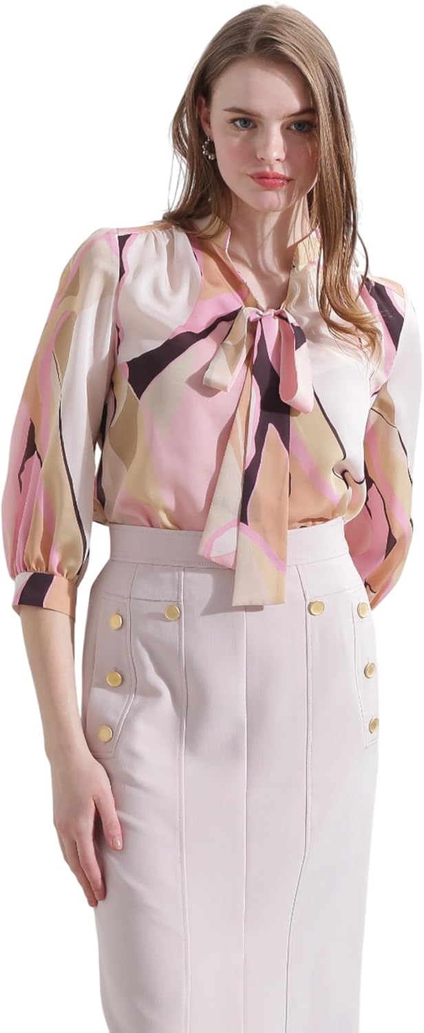 Amazon | [ピンキーアンドダイアン] 長袖 ボウタイ付きシャツ